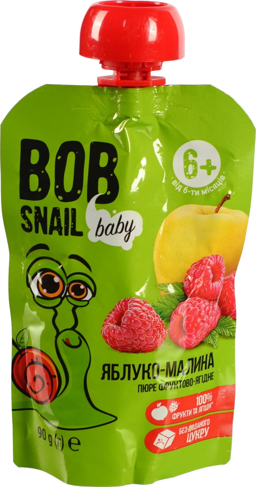 Пюре для дітей від 6міс фруктово-ягідне Яблуко-малина Baby Bob Snail д/п 90г