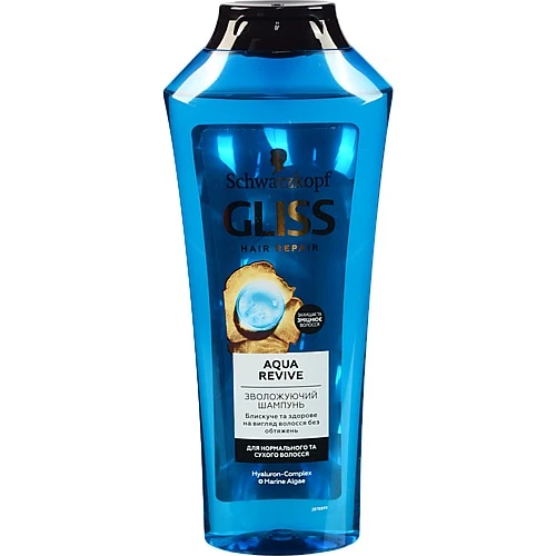 Шампунь для нормального та сухого волосся зволожуючий Aqua Revive Gliss 400мл