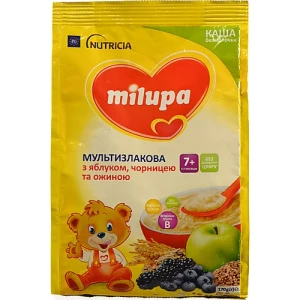 Каша безмолочна для дітей від 7міс суха мультизлакова з яблуком чорницею та ожиною Milupa м/у 170г