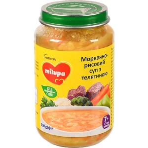 Суп для дітей від 7міс з телятиною Морквяно-рисовий Milupa c/б 200г