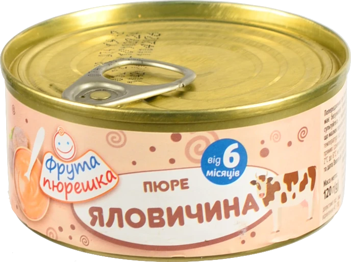 Пюре для дітей від 6міс Яловичина Фрута пюрешка з/б 120г