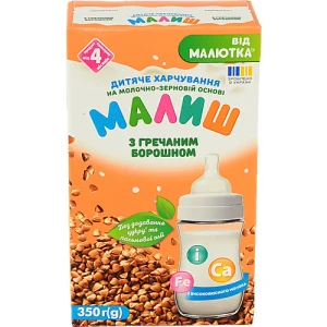 Суміш суха на молочно-зерновій основі для дітей від 4міс З гречаним борошном Малиш к/у 350г