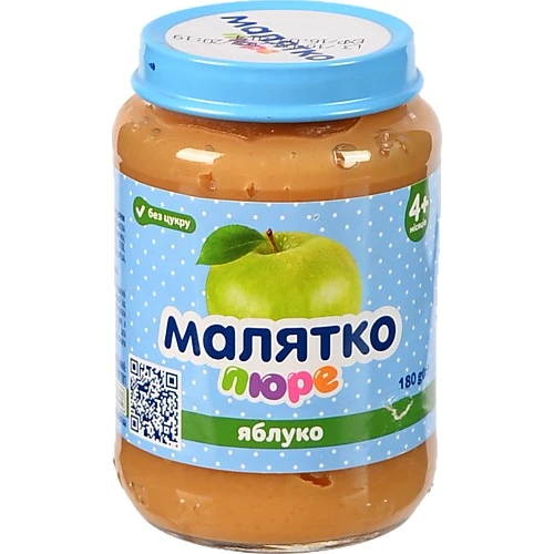 Пюре для дітей від 4міс Яблуко Малятко с/б 180г