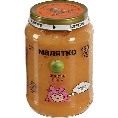 Пюре для дітей від 4міс Яблуко Малятко с/б 180г