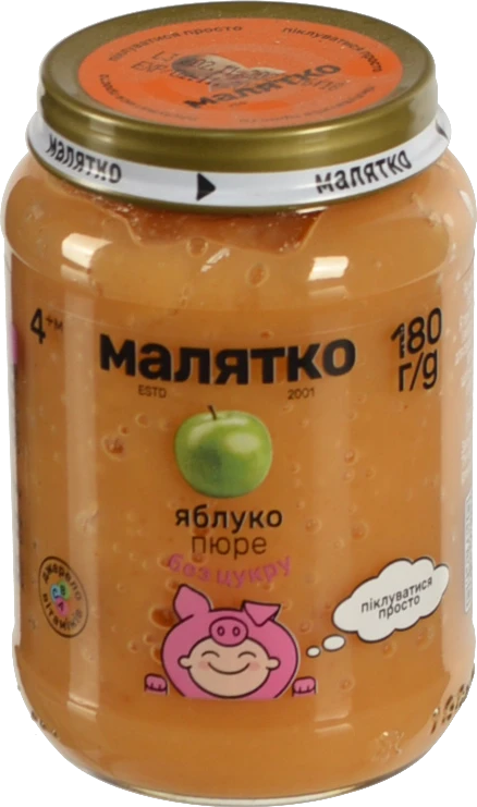 Пюре для дітей від 4міс Яблуко Малятко с/б 180г