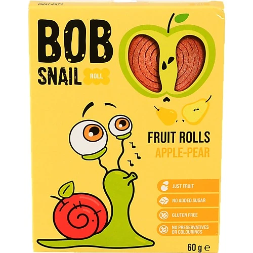 Цукерки фруктові натуральні Apple-pear Rolls Bob Snail к/у 60г