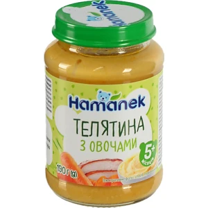 Пюре для дітей від 5міс Телятина з овочами Hamanek с/б 190г