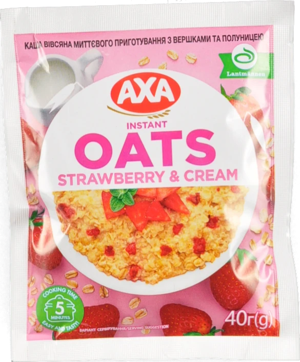Каша вівсяна миттєвого приготування з вершками та полуницею Premium Axa 40г