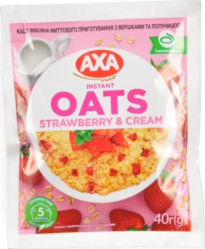 Каша вівсяна миттєвого приготування з вершками та полуницею Premium Axa 40г
