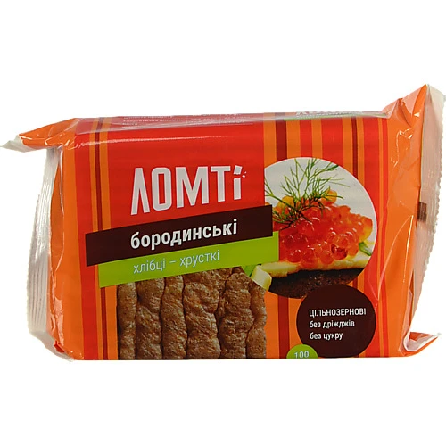 Хлібці Ломті хрусткі цільнозернові бородинські, 100 г