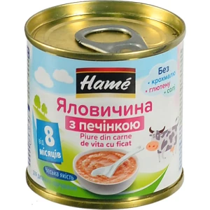 Пюре для дітей від 8міс Яловичина з печінкою Hame з/б 100г