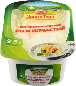 Сир кисломолочний 9.5% Розсипчастий Звени Гора п/у 330г