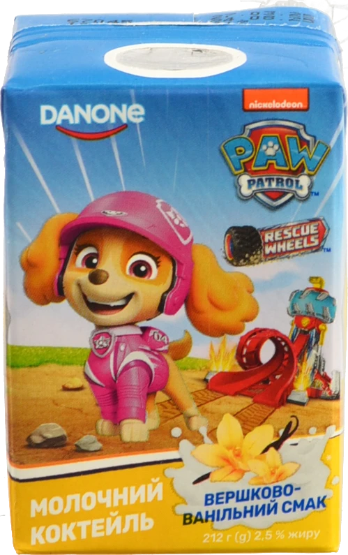 Коктейль молочний 2.5% Вершково-ванільний Paw Patrol Danone т/п 212г