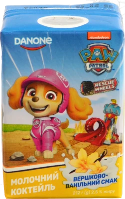 Коктейль молочний 2.5% Вершково-ванільний Paw Patrol Danone т/п 212г