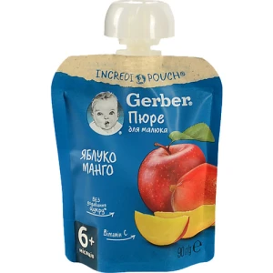 Пюре для дітей від 6міс Яблуко і манго Gerber д/п 90г