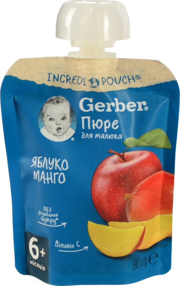 Пюре для дітей від 6міс Яблуко і манго Gerber д/п 90г