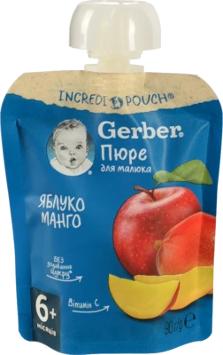 Пюре для дітей від 6міс Яблуко і манго Gerber д/п 90г