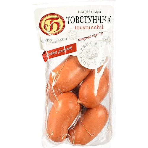 Сардельки Богодухівський м’ясокомбінат Товстунчик, вищого ґатунку