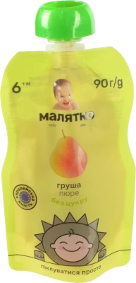 Пюре для дітей від 6міс без цукру Груша Малятко д/п 90г