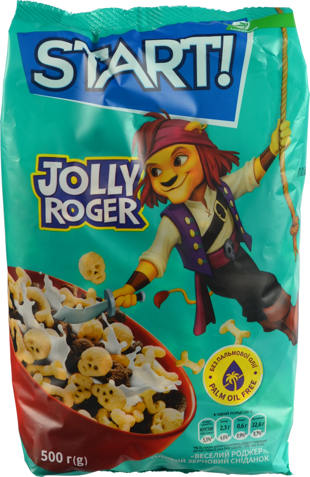 Сніданки сухі зернові Jolly Roger Start! 500г