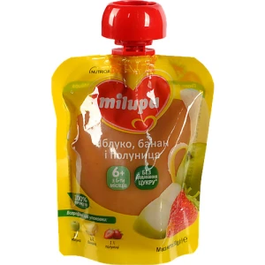 Пюре для дітей від 6міс фруктове Яблуко-банан-полуниця Milupa д/п 80г