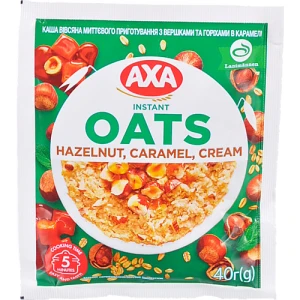 Каша вівсяна миттєвого приготування з вершками і горіхами в карамелі AXA м / у 40г