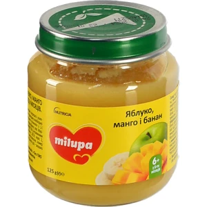 Пюре для дітей від 6міс фруктове Яблуко-манго-банан Milupa с/б 125г