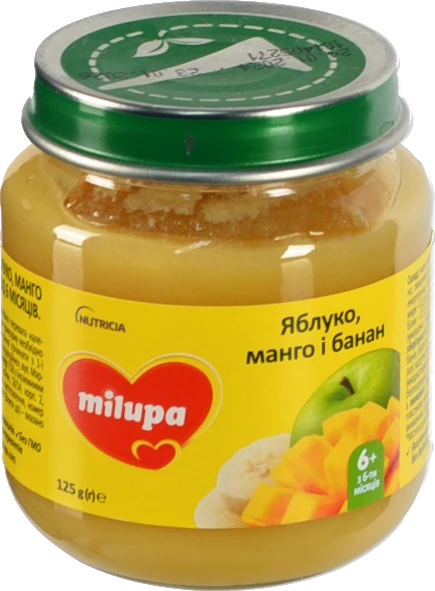 Пюре для дітей від 6міс фруктове Яблуко-манго-банан Milupa с/б 125г
