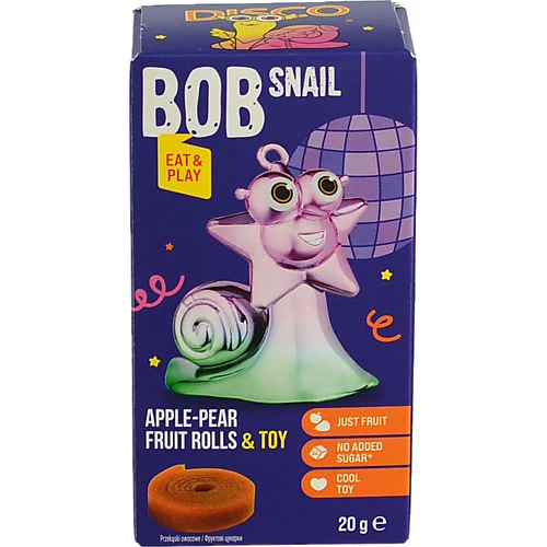 Набір Цукерки натуральні фруктові Apple-pear Rolls 20г + іграшка Bob Snail к/у 1шт