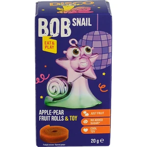 Набір Цукерки натуральні фруктові Apple-pear Rolls 20г + іграшка Bob Snail к/у 1шт