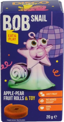 Набір Цукерки натуральні фруктові Apple-pear Rolls 20г + іграшка Bob Snail к/у 1шт