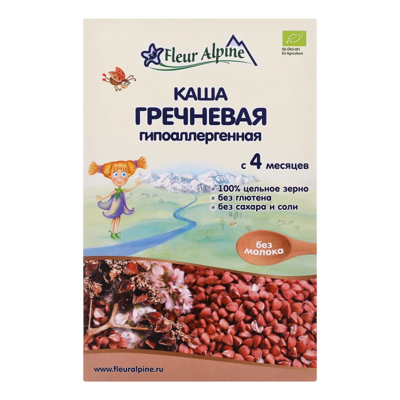 Каша безмолочна для дітей від 4міс Buckwheat cereal Organic Fleur Alpine к/у 175г