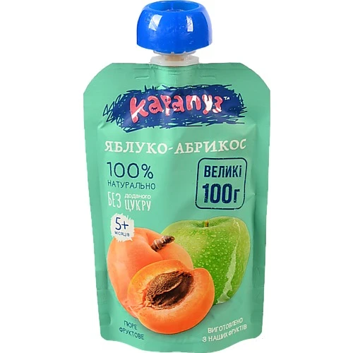 Пюре для дітей від 5міс Яблуко-абрикос Карапуз д/п 100г