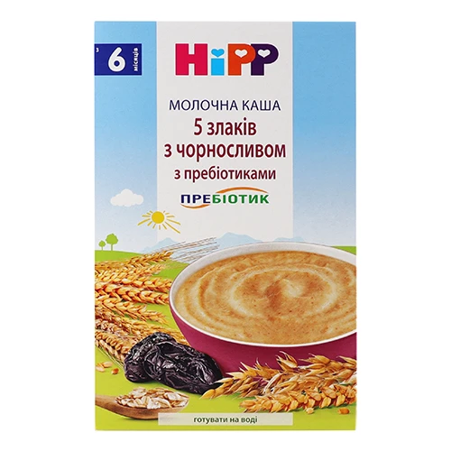 Каша молочна HiPP 250г 5 злаків чорнослив молочна пребіотікі