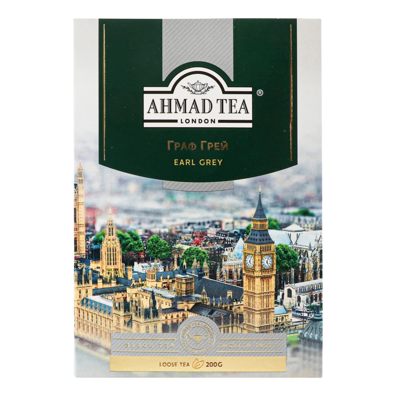Чай чорний байховий листовий з ароматом бергамоту Earl Grey Ahmad Tea к/у 200г