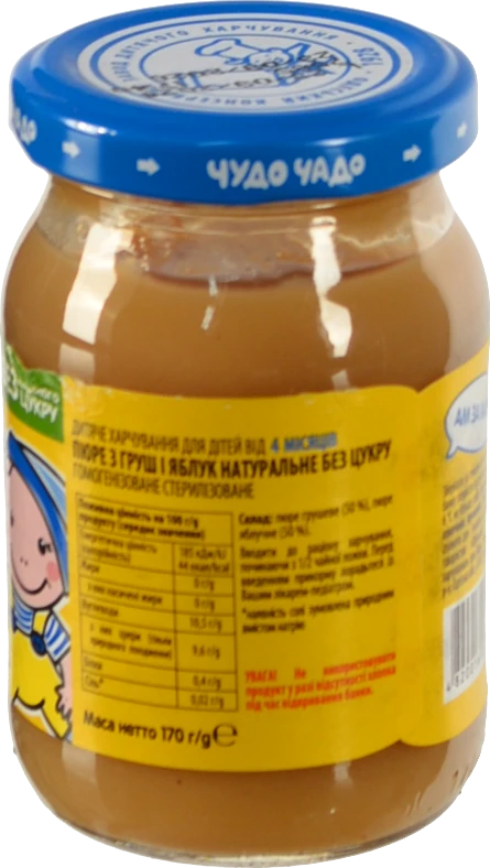 Пюре для дітей від 4 міс. Груша-яблуко Чудо-Чадо с/б 170г