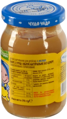 Пюре для дітей від 4 міс. Груша-яблуко Чудо-Чадо с/б 170г