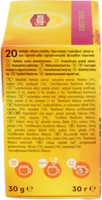 Чай чорний байховий зі шматочками лісових ягід Forest Fruit Lipton к/у 20х1.7г
