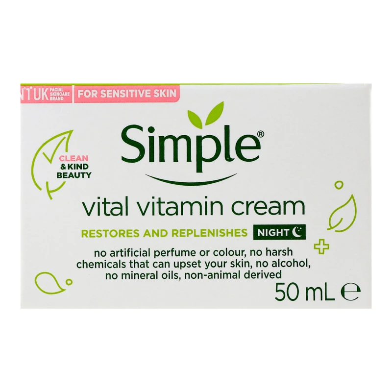 Крем Simple 50мл нiчний вiтамiнний kind to skin