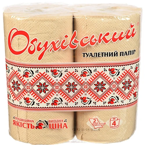 Туалетний папір Обухів 4р.2шаровий сірий