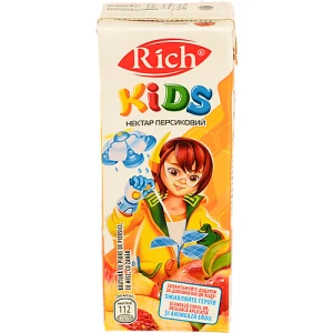 Нектар з м'якоттю пастеризований Персик Kids Rich т/п 200мл