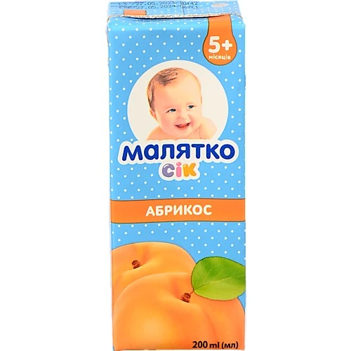 Сік для дітей від 5-ти місяців Абрикос Малятко т/п 200мл