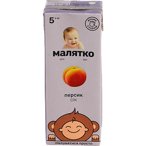 Сік для дітей від 5міс Персик Малятко т/п 200мл
