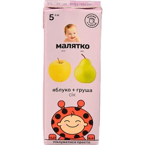 Сік для дітей від 5міс Яблуко-груша Малятко т/п 200мл