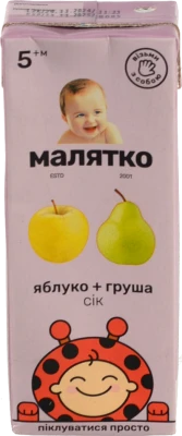 Сік для дітей від 5міс Яблуко-груша Малятко т/п 200мл