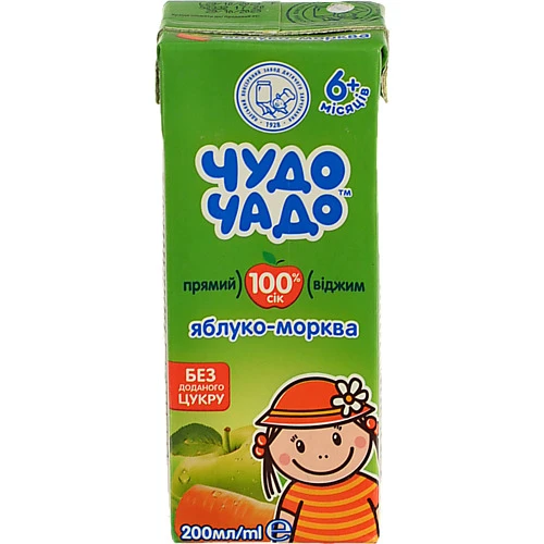 Сік яблуко-морква Чудо-чадо 200мл