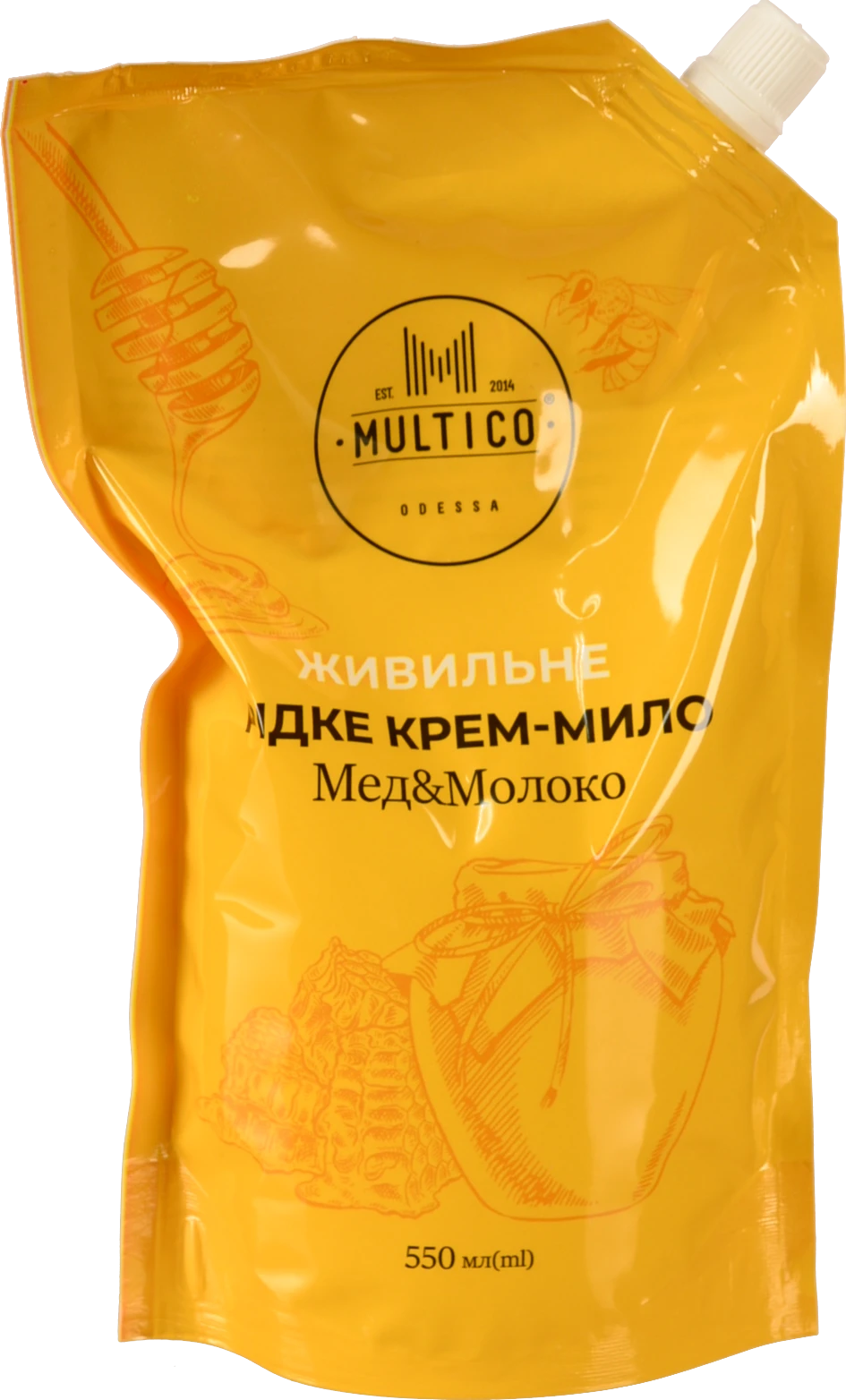 Крем мило рідке Multico Odessa 550мл живильне мед молоко
