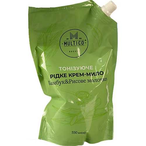 Крем мило рідке Multico Odessa 550мл тонізуюче бамбук рисове молочко