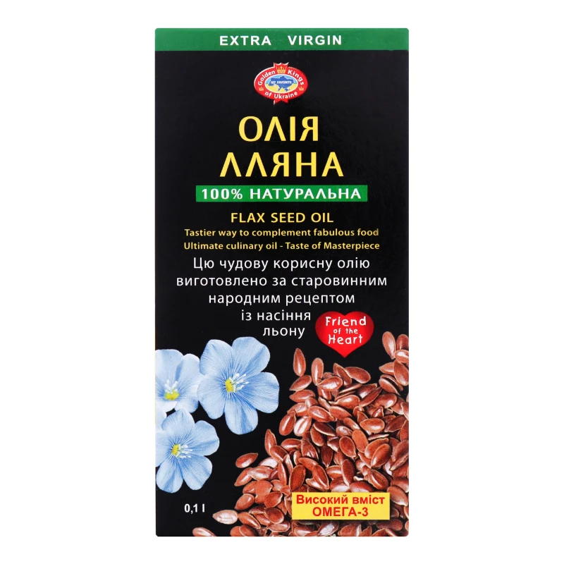 Олія лляна нерафінована Extra Virgin Golden Kings of Ukraine к/у 0.1л