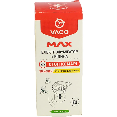 Електрофумігатор Vaco Max з рідиною від комарів 30 мл